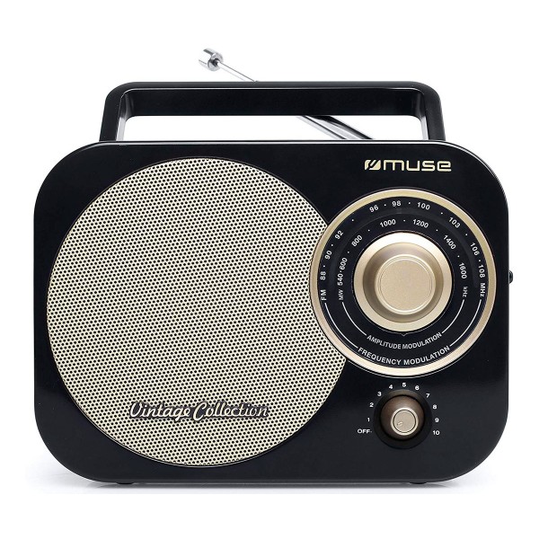 Muse m-055 rb negro oro radio analógica fm/am con altavoz integrado