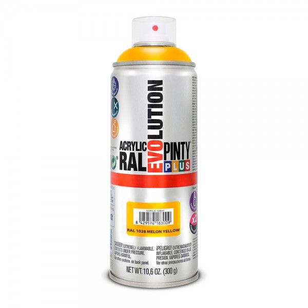 Pintura acrílica spray evolution 520 cc ral 1028 melon yellow 300 g (pack 2 unidades)