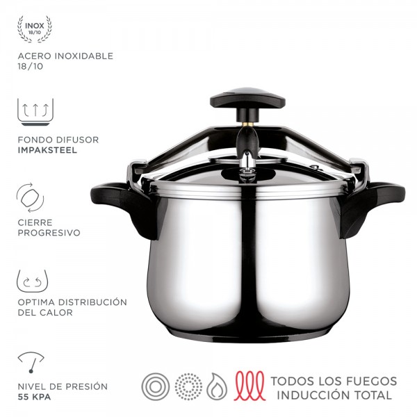 Olla clasica bombeada 4l inoxidable 18/10 fagor ø23,5x12cm