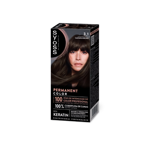 Tinte Colorante con Keratina de Syoss 3_1 Castaño Oscuro